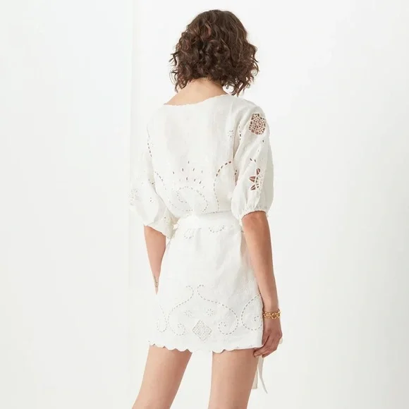 NWOT Spell and the Gypsy Collective Lala Linen Eyelet Shift Dress SZ XS Z253-44